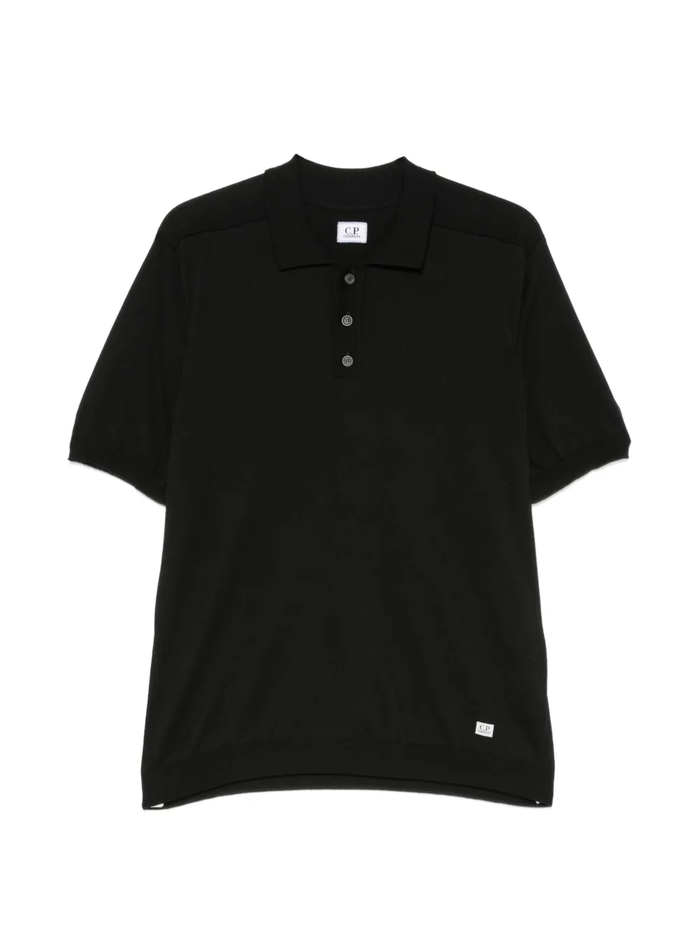 C.P. Company Boston logo-patch knitted polo shirt - Nero