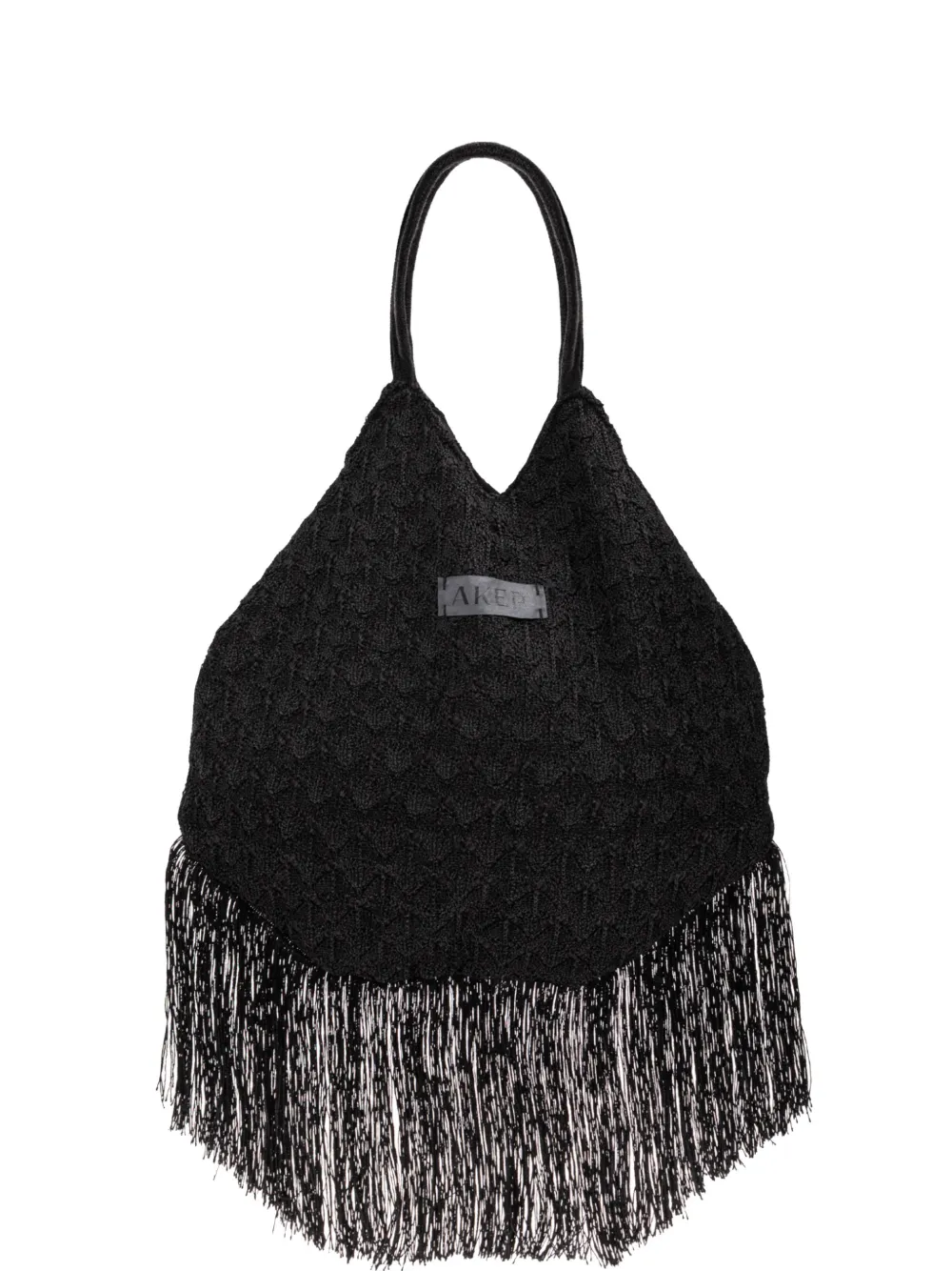 Akep fringed knitted tote bag - Nero