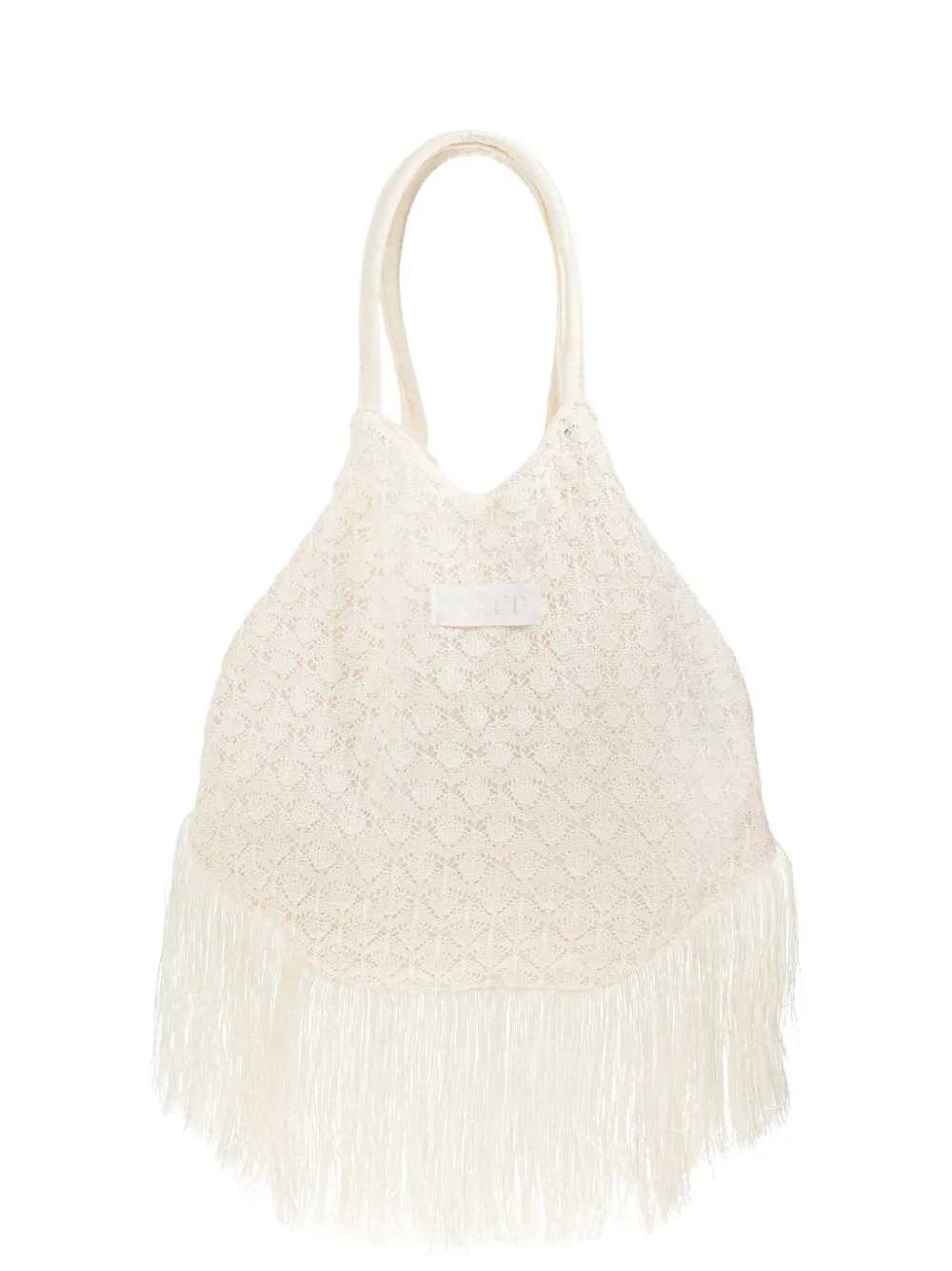 Akep fringed knitted tote bag - Bianco