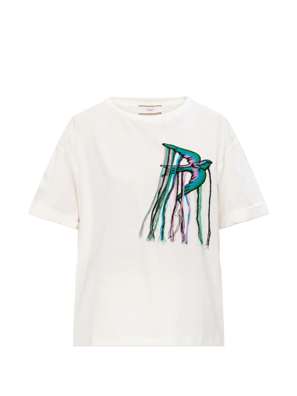 Akep embroidered-patch cotton T-shirt - Bianco