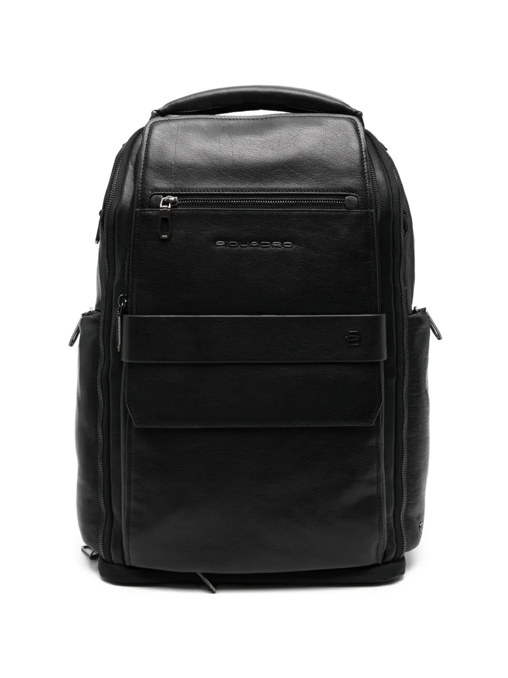 PIQUADRO zip-up leather backpack - Nero