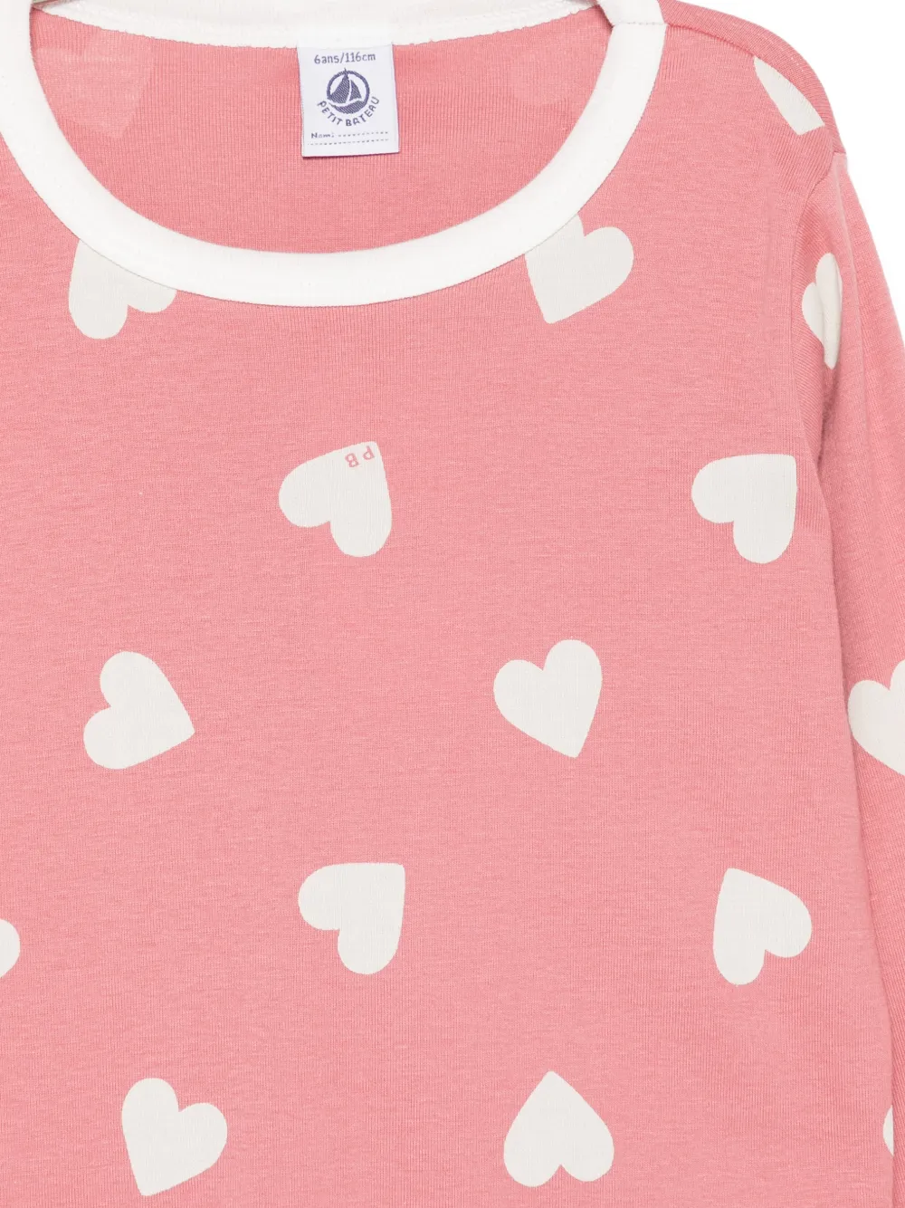 Petit Bateau Pyjama met hartprint (set van vier) Roze