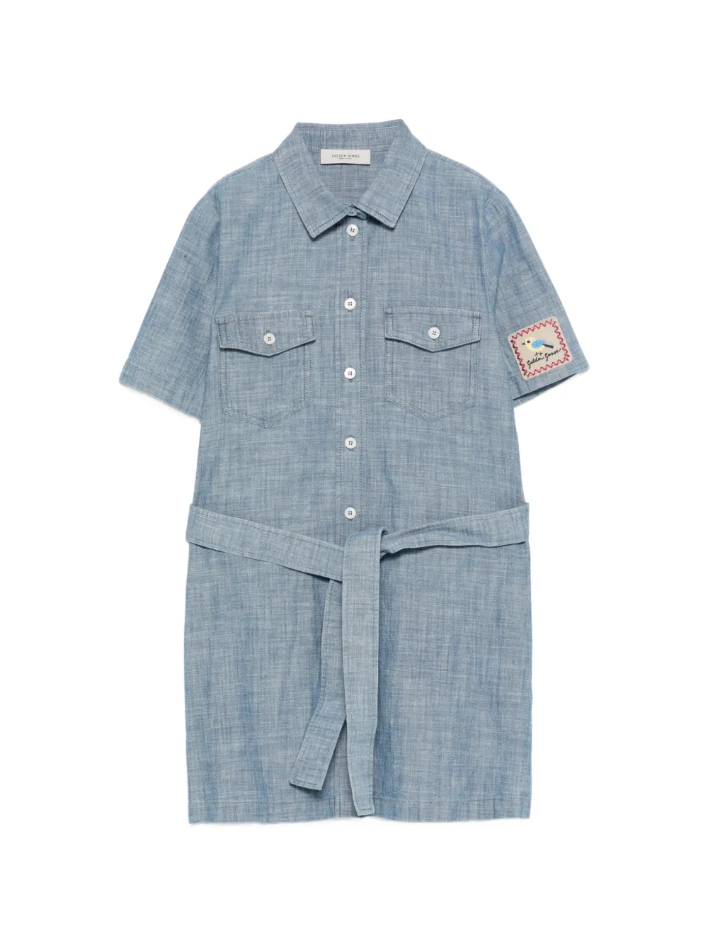 Golden Goose Kids flap-pockets belted dress - Blu