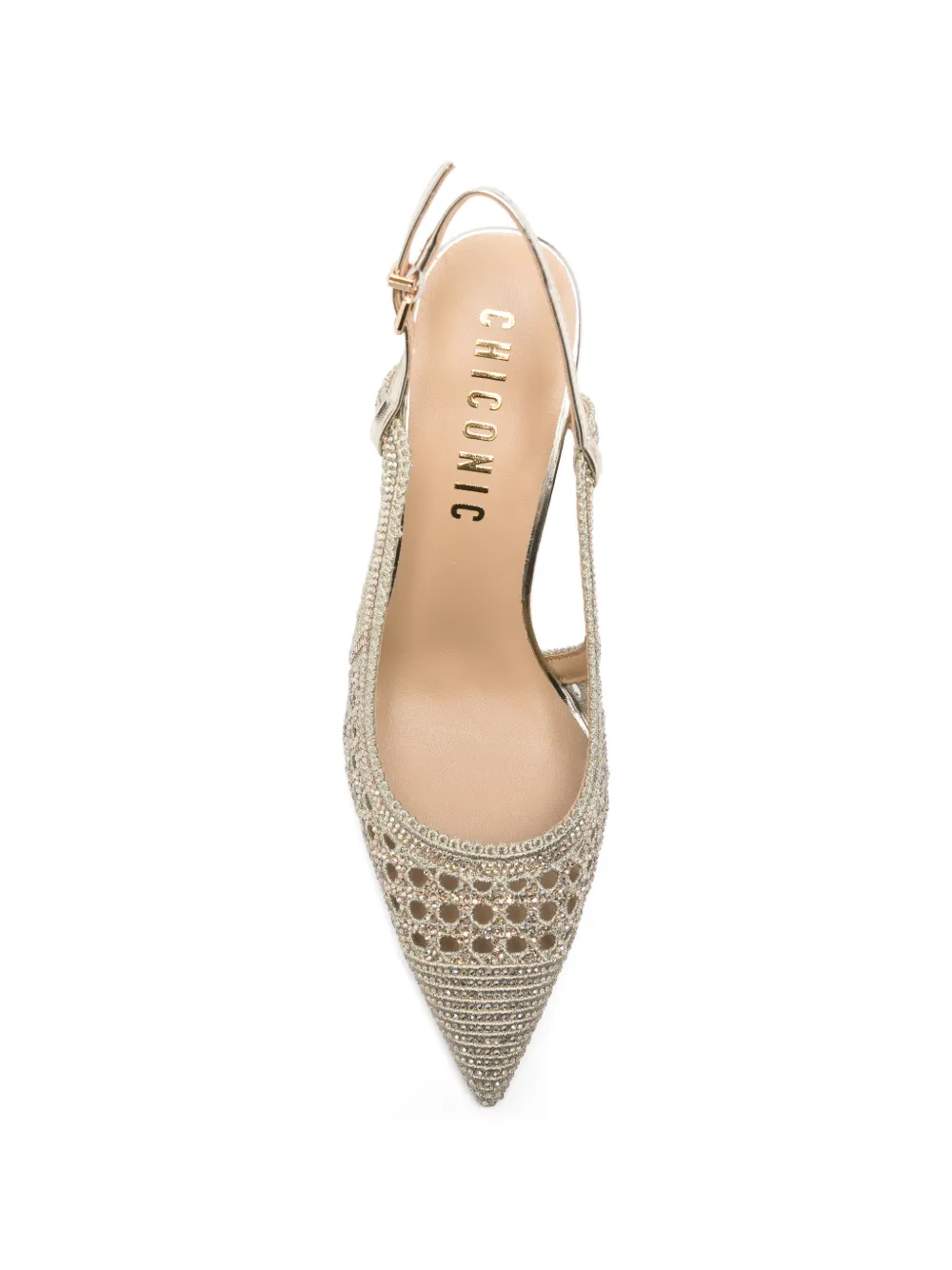 chiconic Slingback pumps met geperforeerde details Goud