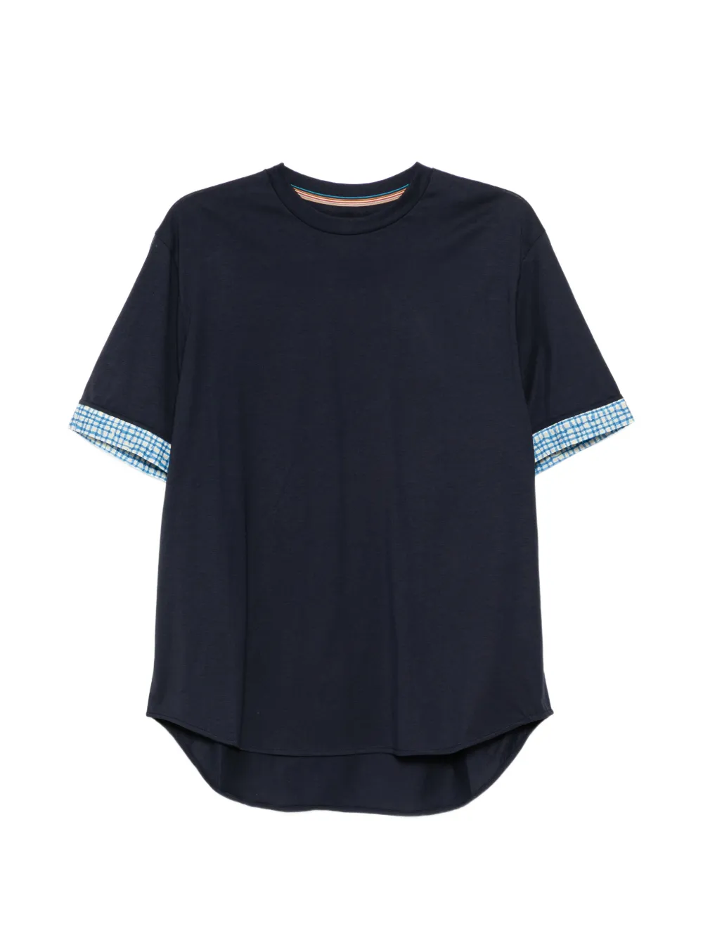 Paul Smith checked-cuff T-shirt - Blau