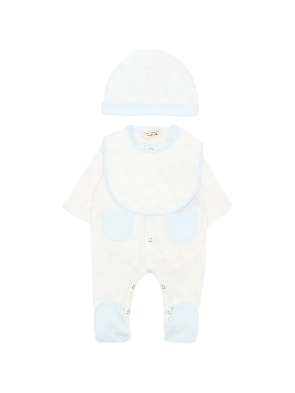 TRUSSARDI JUNIOR printed pocket babygrow set - Nude