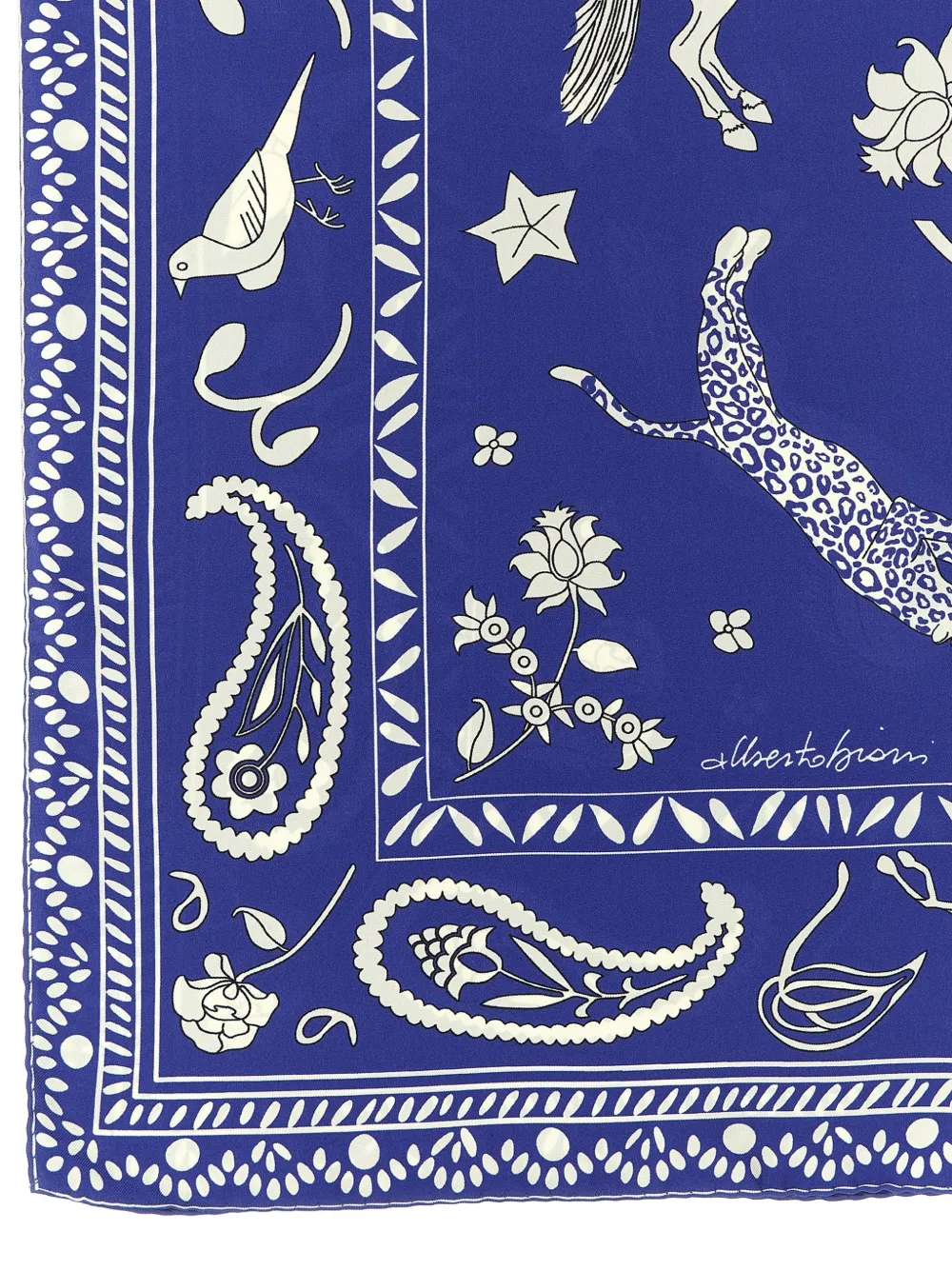  Alberto Biani Patterned Silk Scarf - Blue 