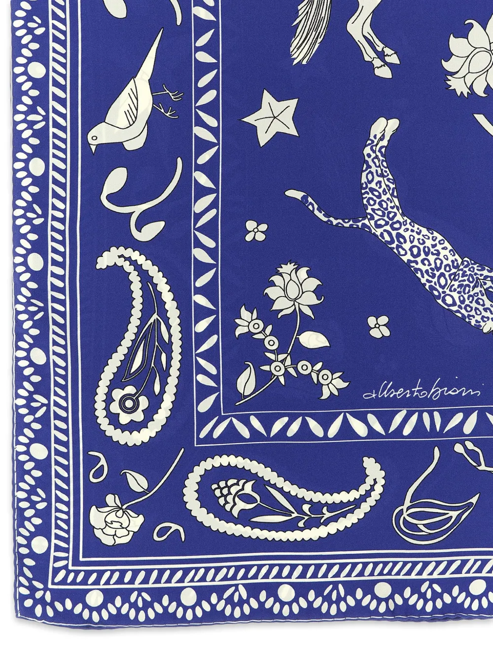  Alberto Biani Bufanda De Seda Estampada - Azul 