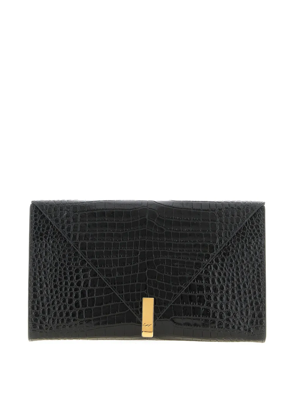 Giuseppe Zanotti croc-print chain envelope clutch bag - Nero