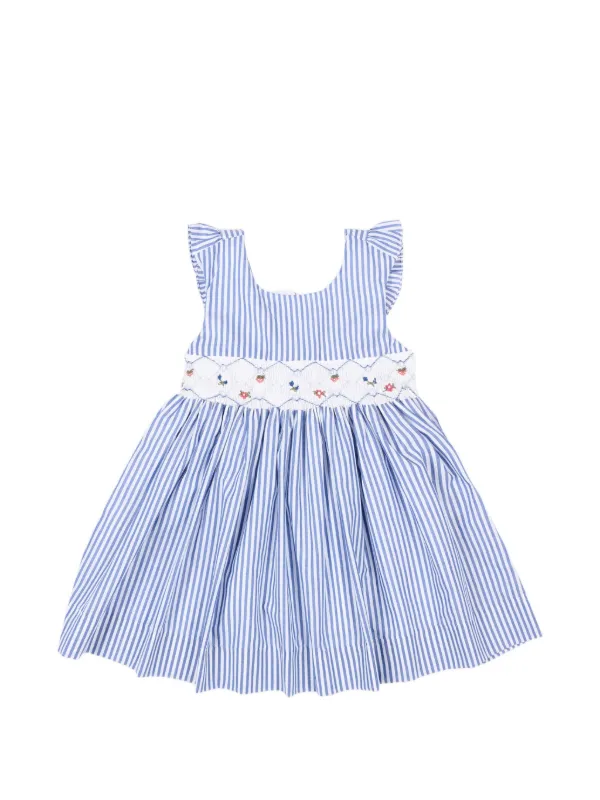 Kidiwi ホワイトブルーワンピース KIDIWI ラッフル ストライプ ワンピース | ブルー | FARFETCH JP