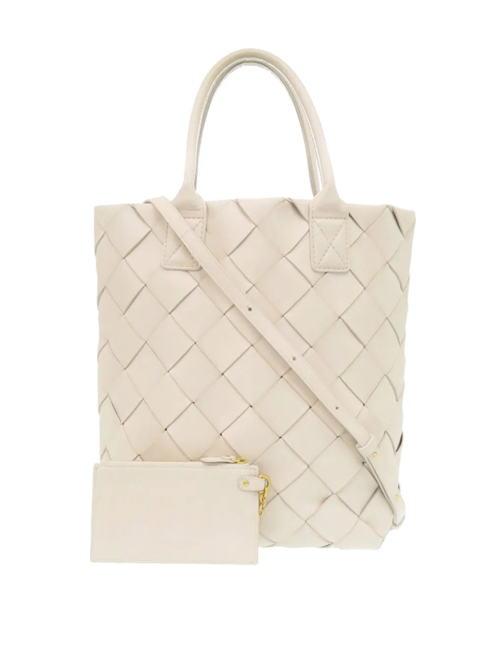 Bottega Veneta Pre-Owned 2012-2025 Lambskin Maxi Intrecciato Cabat Tote 30 satchel - White