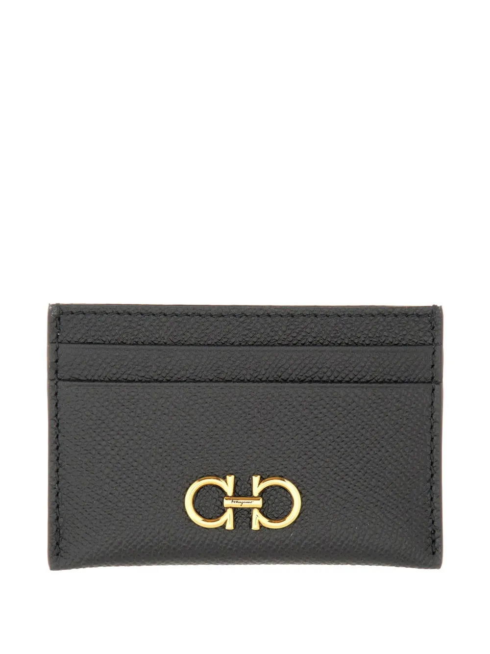 Ferragamo Gancini pebbled-leather card holder - Nero