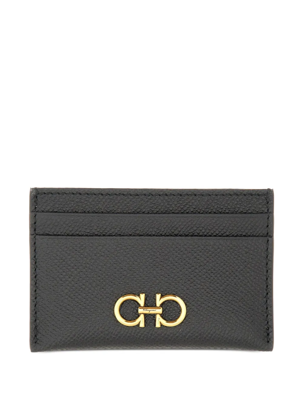 Ferragamo Gancini pebbled-leather card holder - Nero