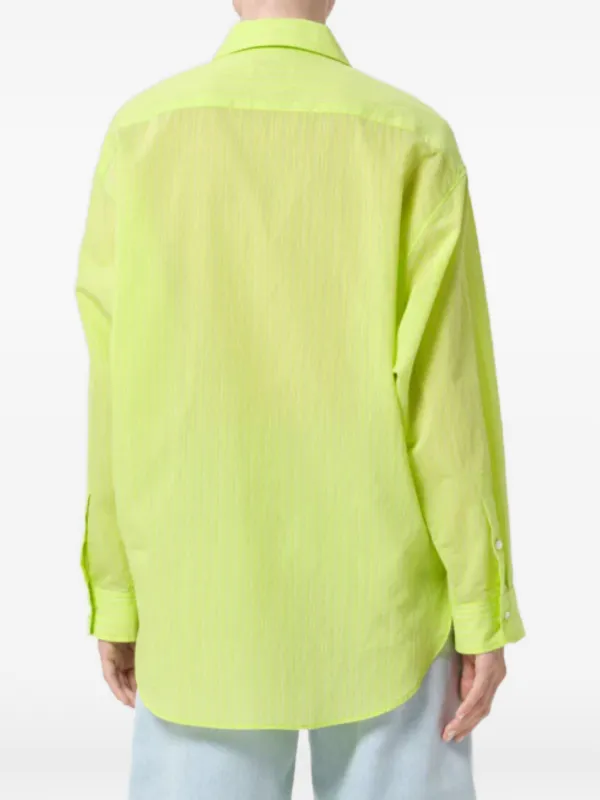 green and yellow striped dress shirt AGOLDE Sona | Handmade Couture Gown