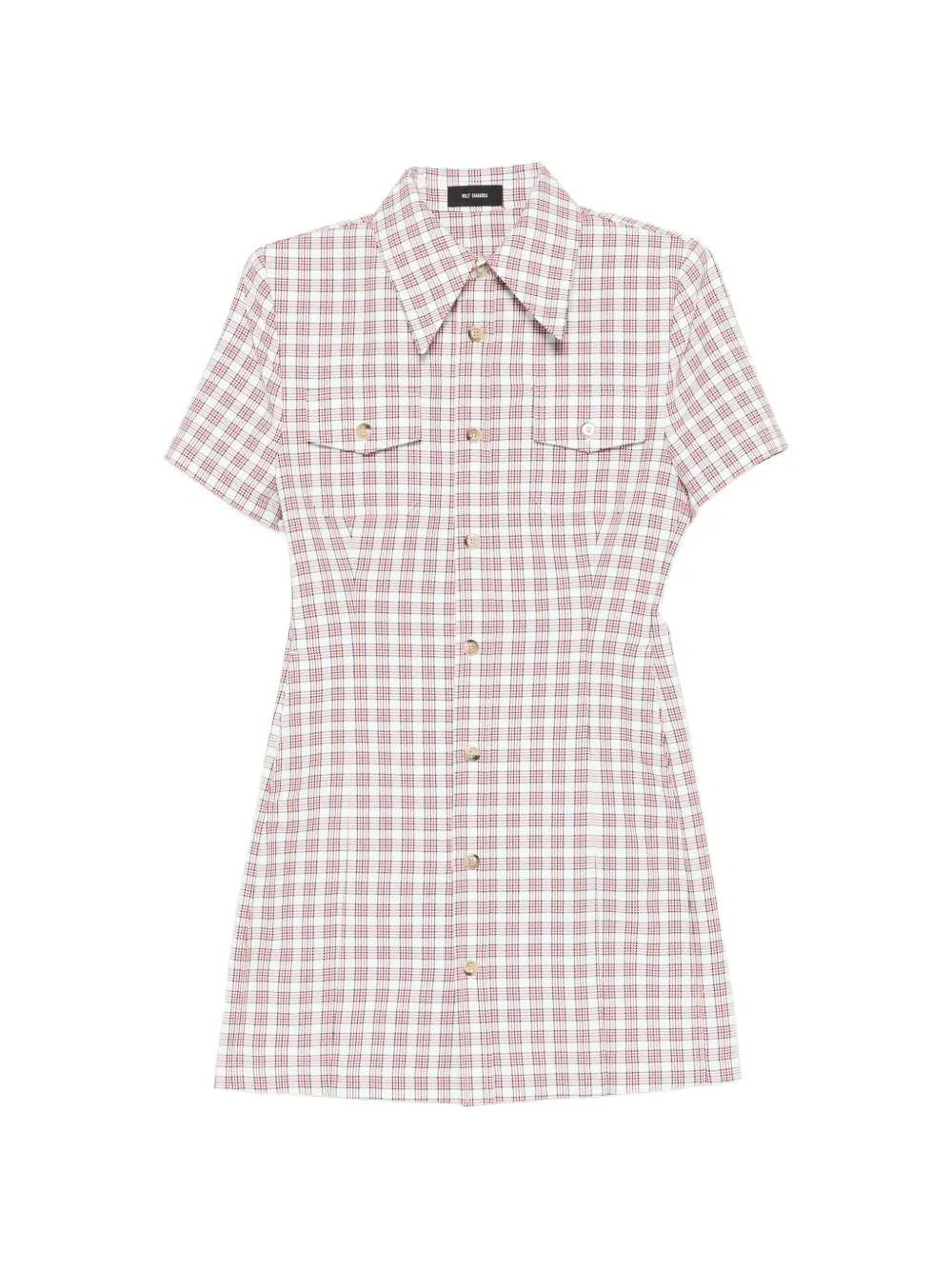 Willy Chavarria picnic-plaid pocket mini dress - Bianco