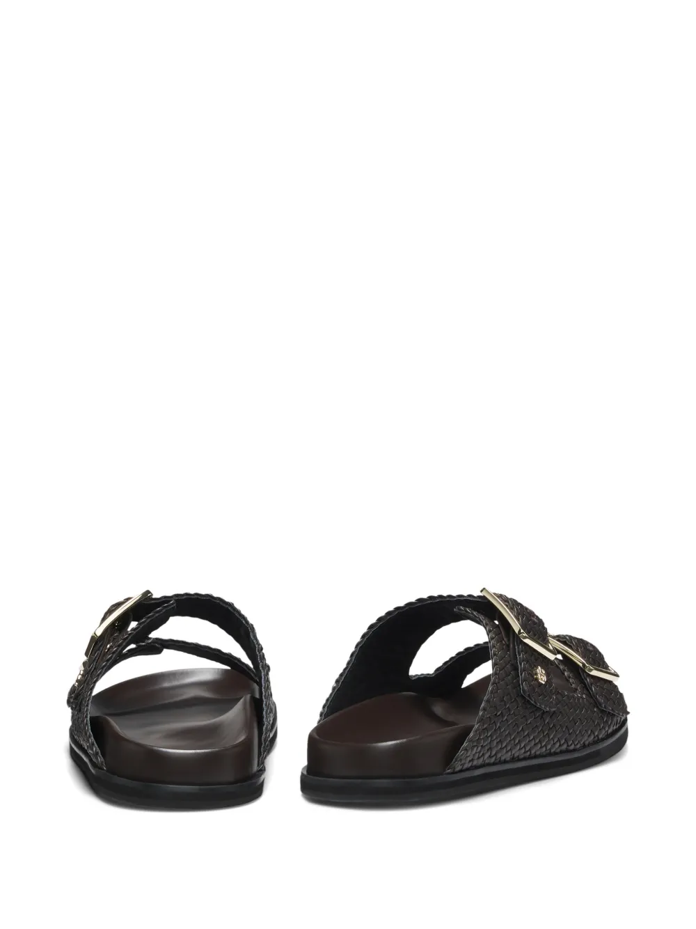 BOSS Leren sandalen met gesp Bruin