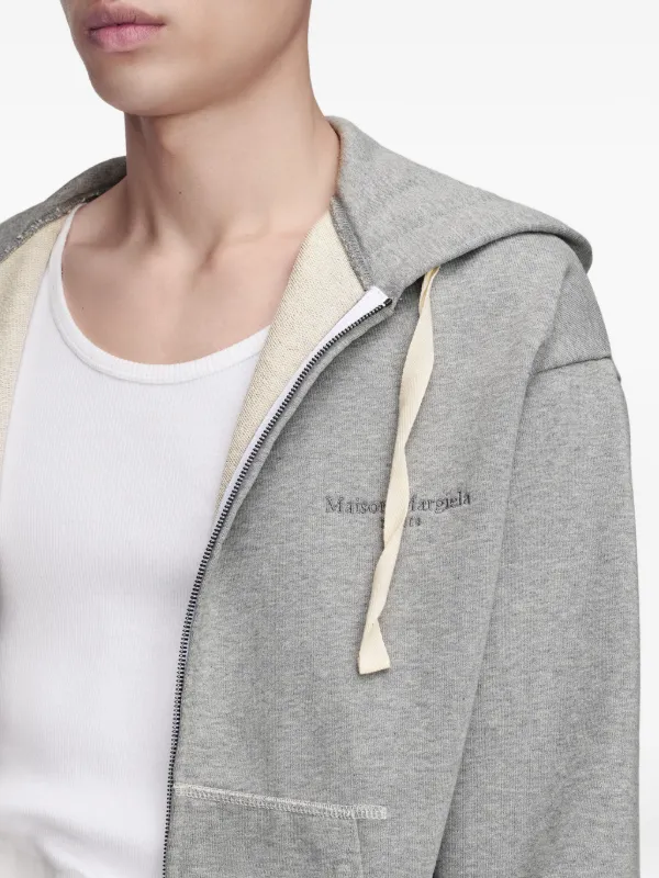 Maison Margiela Zipped Hooded Sweatshirt | Grey | FARFETCH