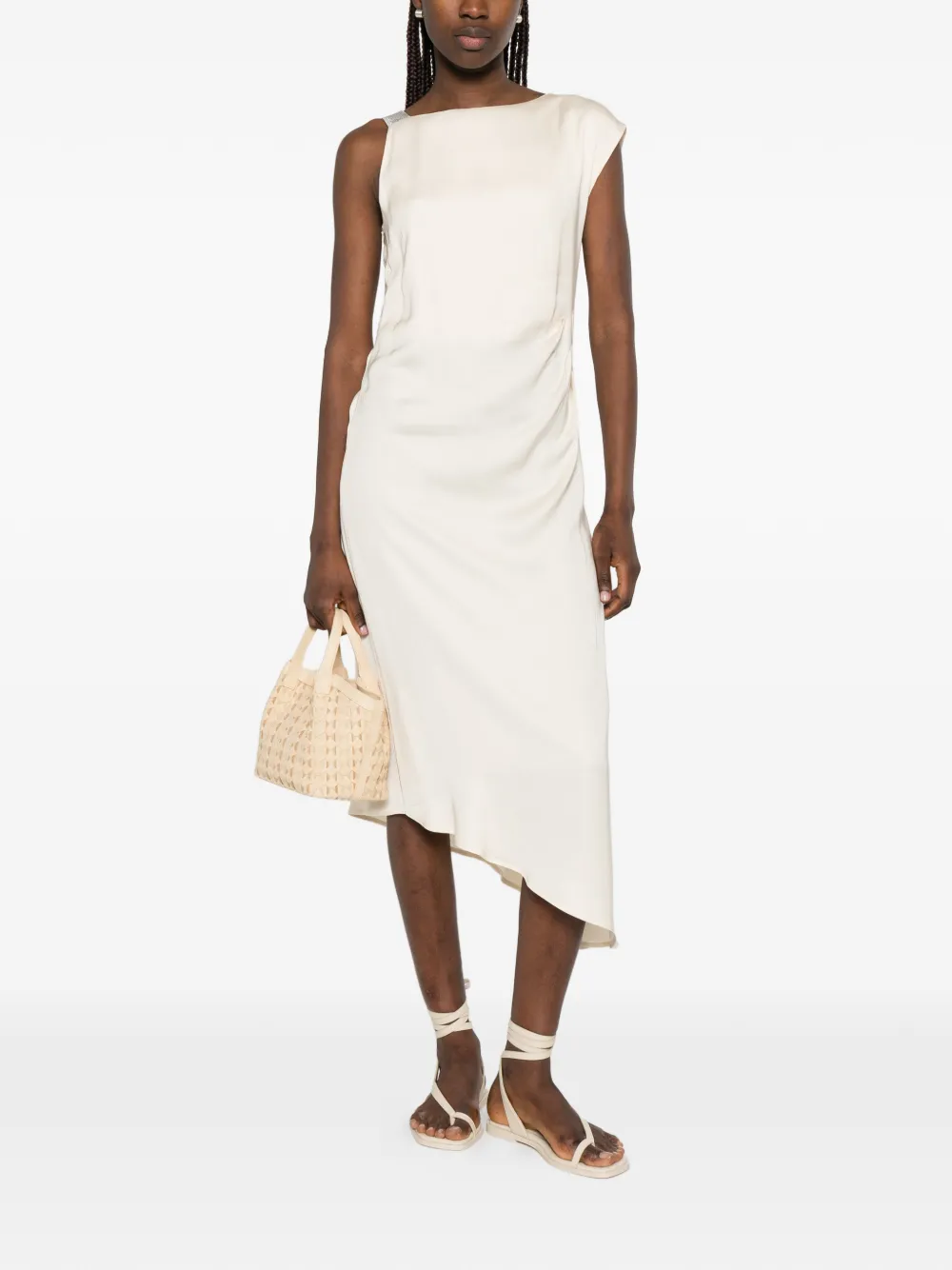 Peserico Gedrapeerde verfraaide jurk Beige