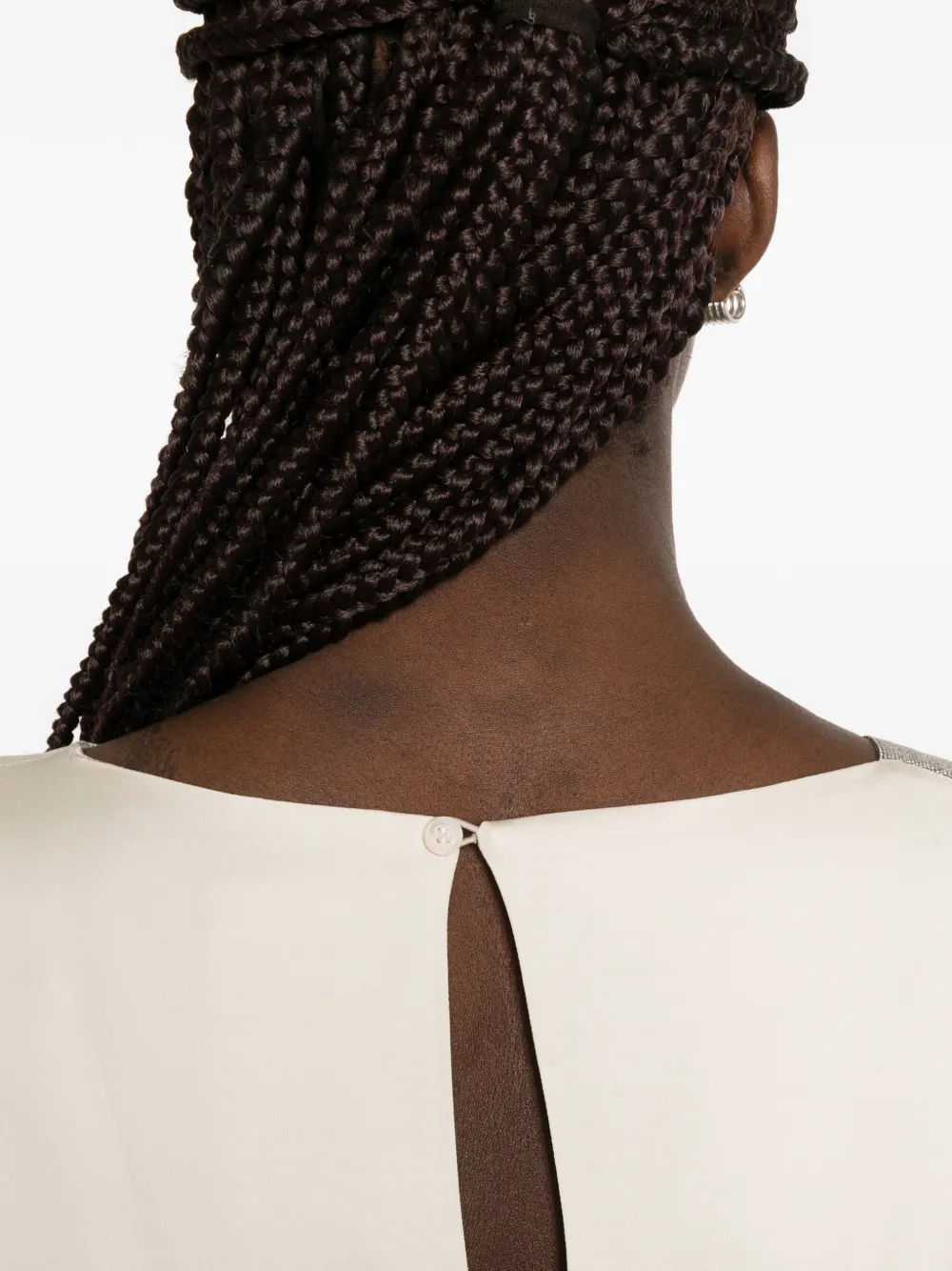 Peserico Gedrapeerde verfraaide jurk Beige