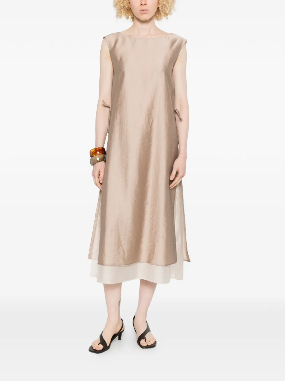 Peserico Mouwloze midi-jurk Beige