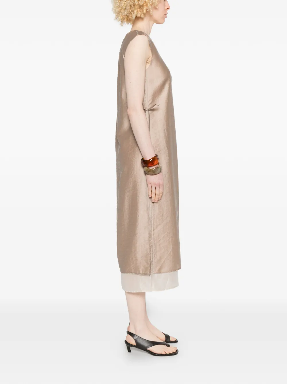 Peserico Mouwloze midi-jurk Beige