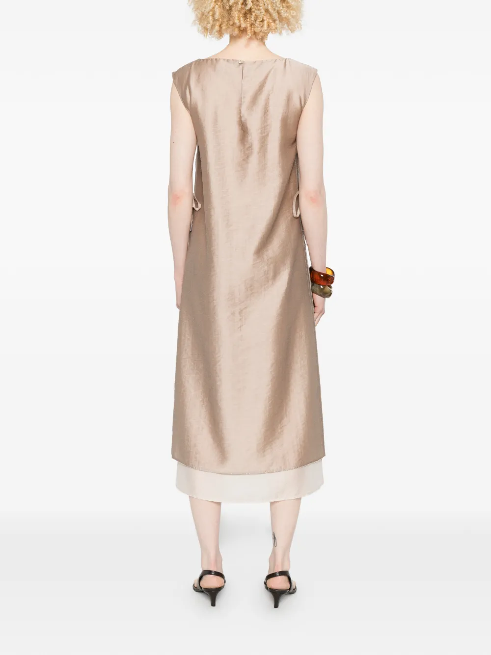 Peserico Mouwloze midi-jurk Beige