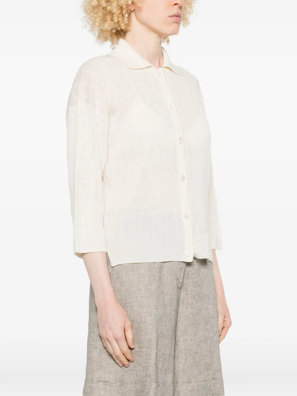 Peserico Ribgebreid vest Beige
