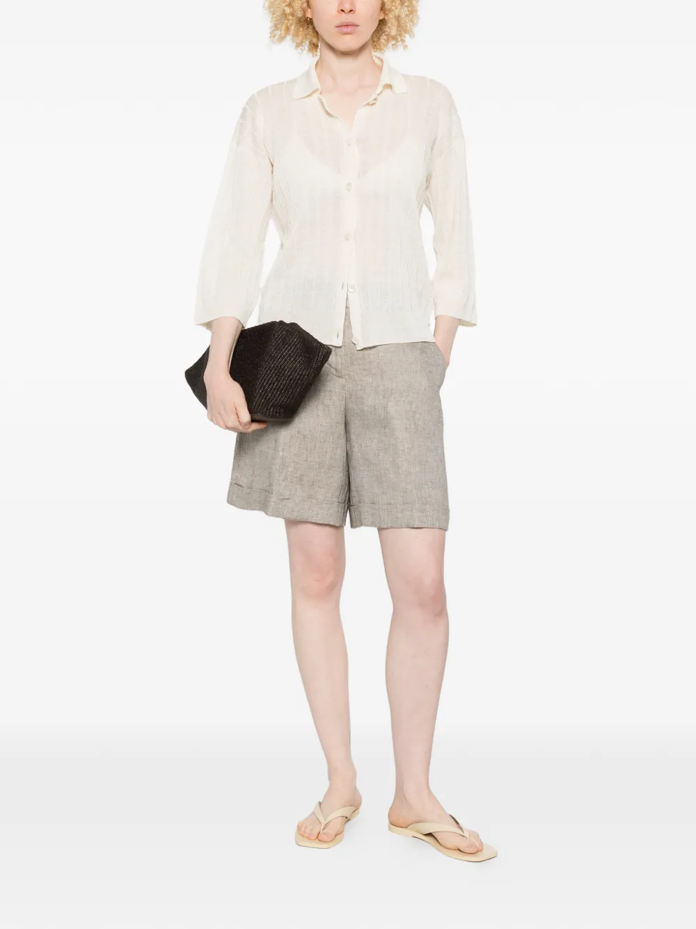 Peserico Ribgebreid vest Beige