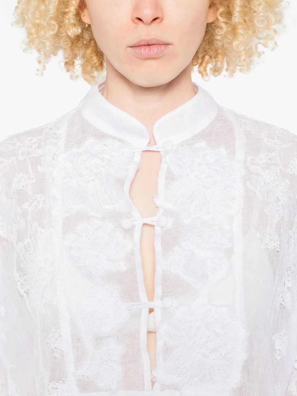 Ermanno Scervino Kanten mini-jurk met knopen Wit