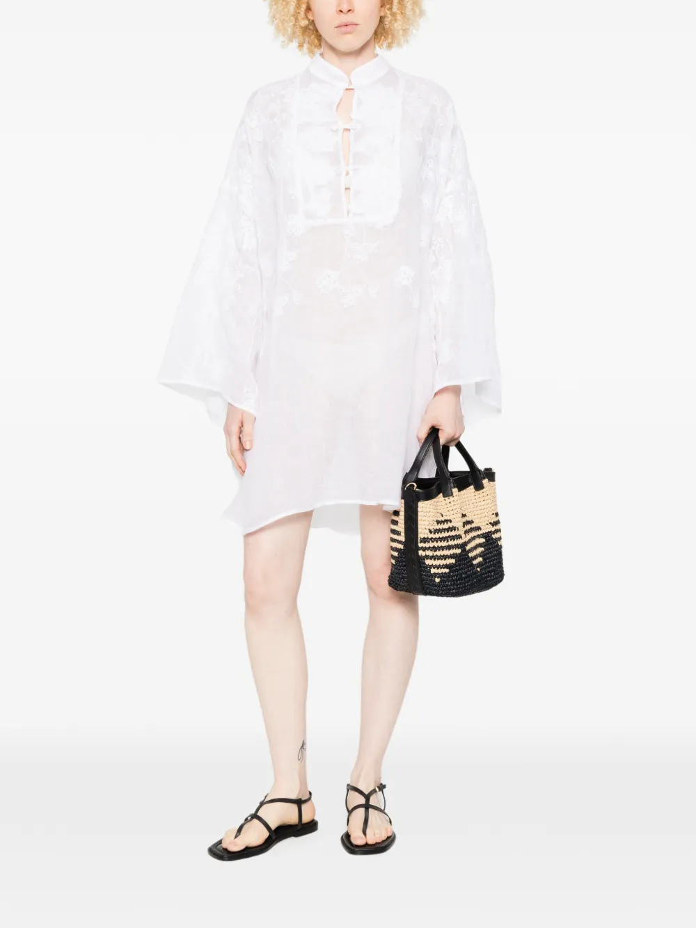 Ermanno Scervino Kanten mini-jurk met knopen Wit
