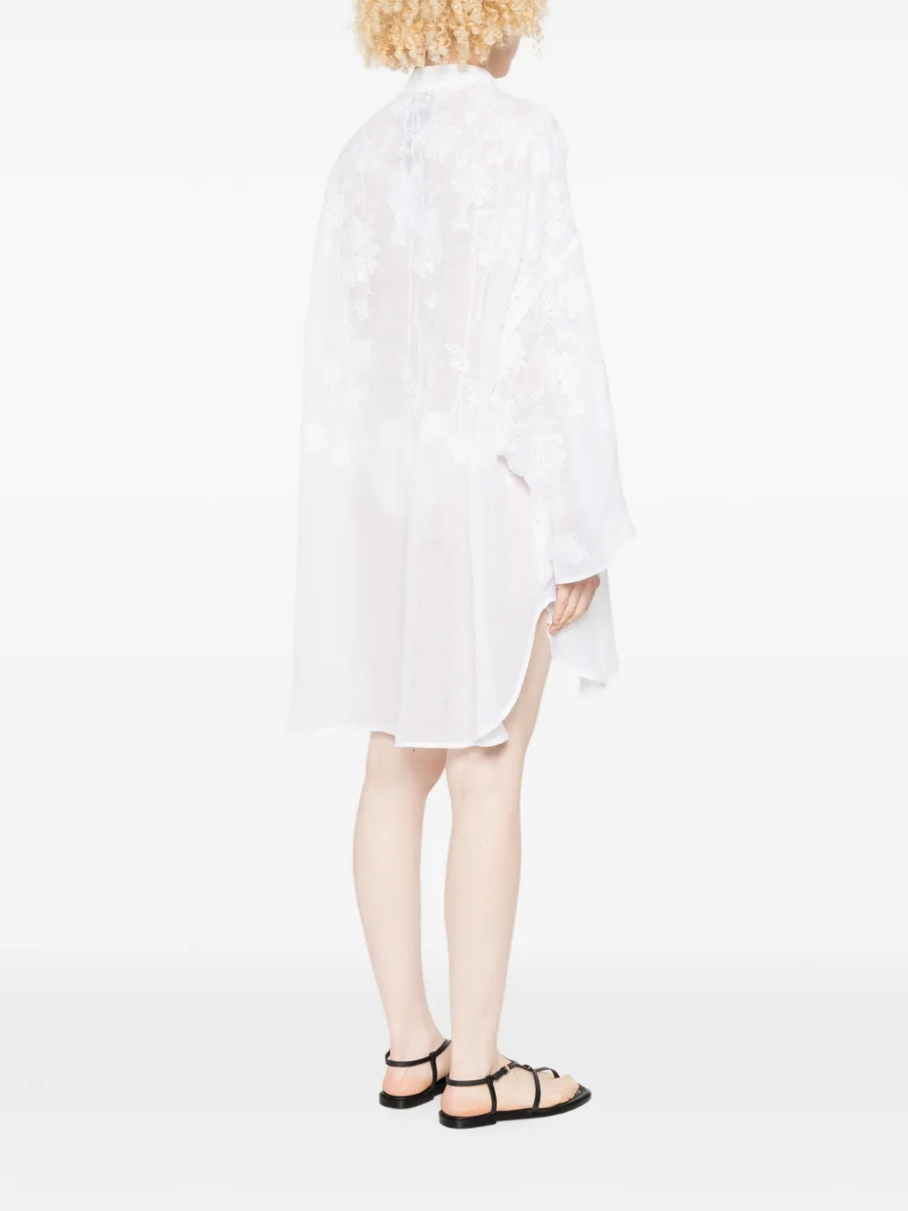 Ermanno Scervino Kanten mini-jurk met knopen Wit