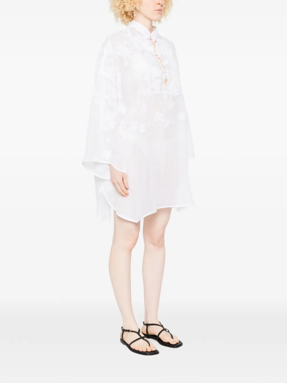Ermanno Scervino Kanten mini-jurk met knopen Wit