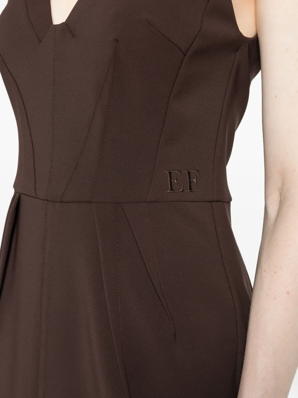 Elisabetta Franchi Midi-jurk met V-hals Bruin