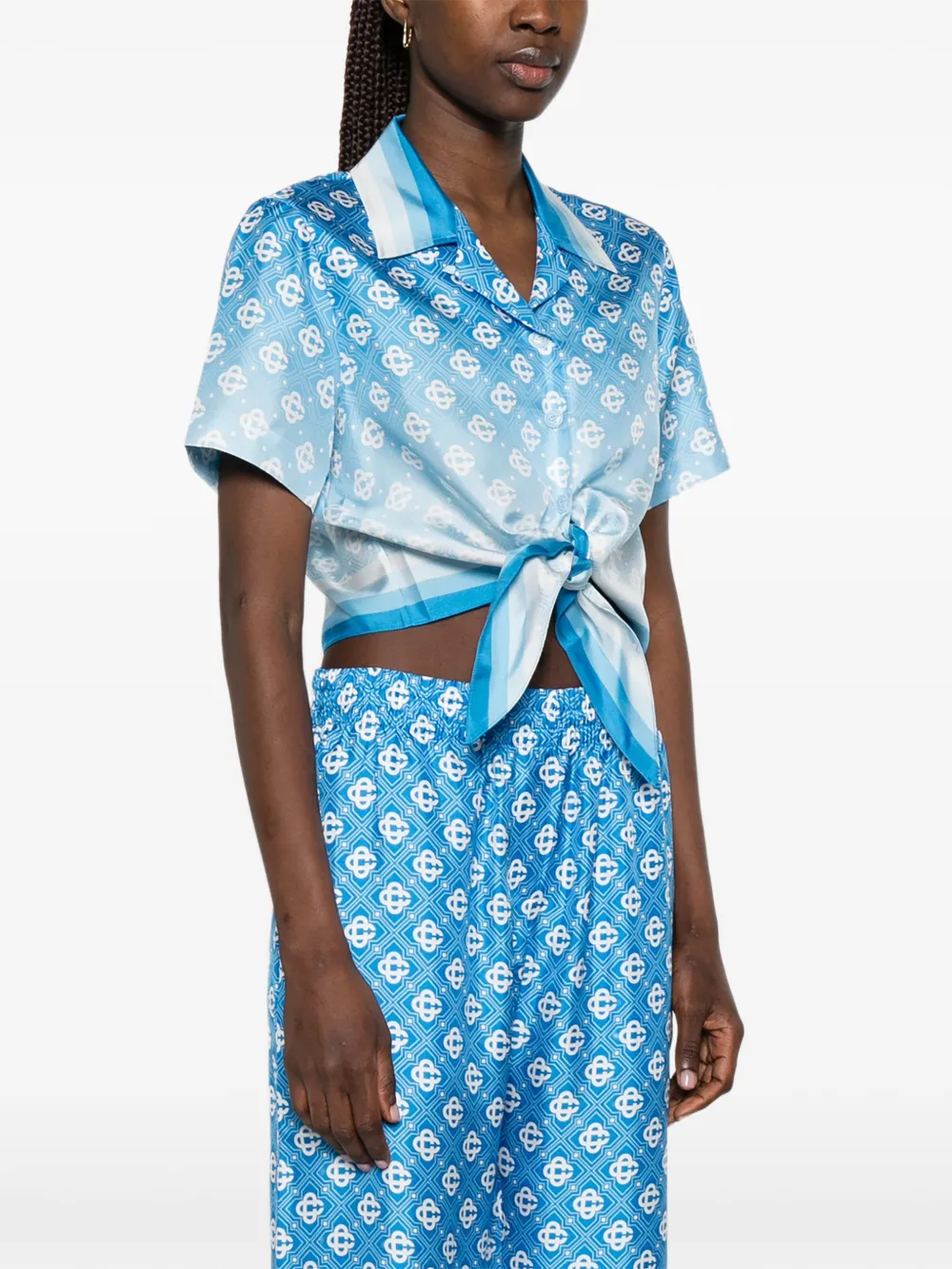 Casablanca Geknoopte blouse met monogram Blauw