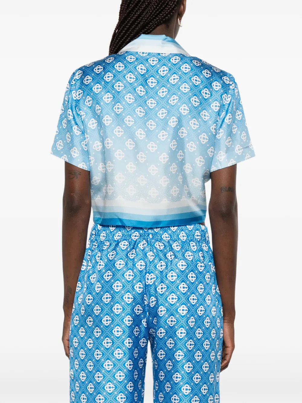 Casablanca Geknoopte blouse met monogram Blauw