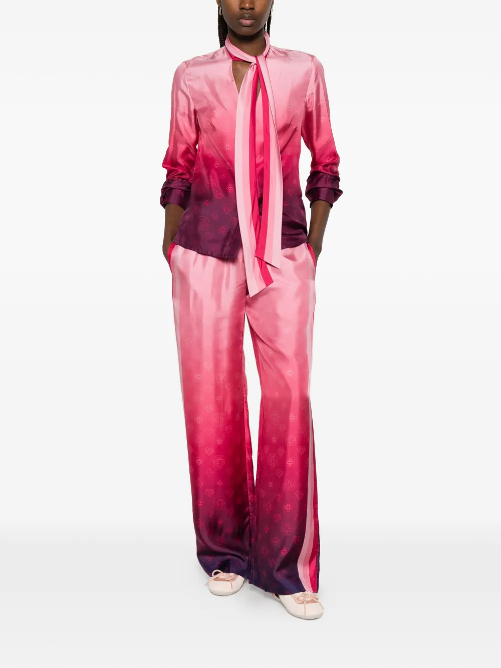 Casablanca Blouse met kleurverloop en strik Roze