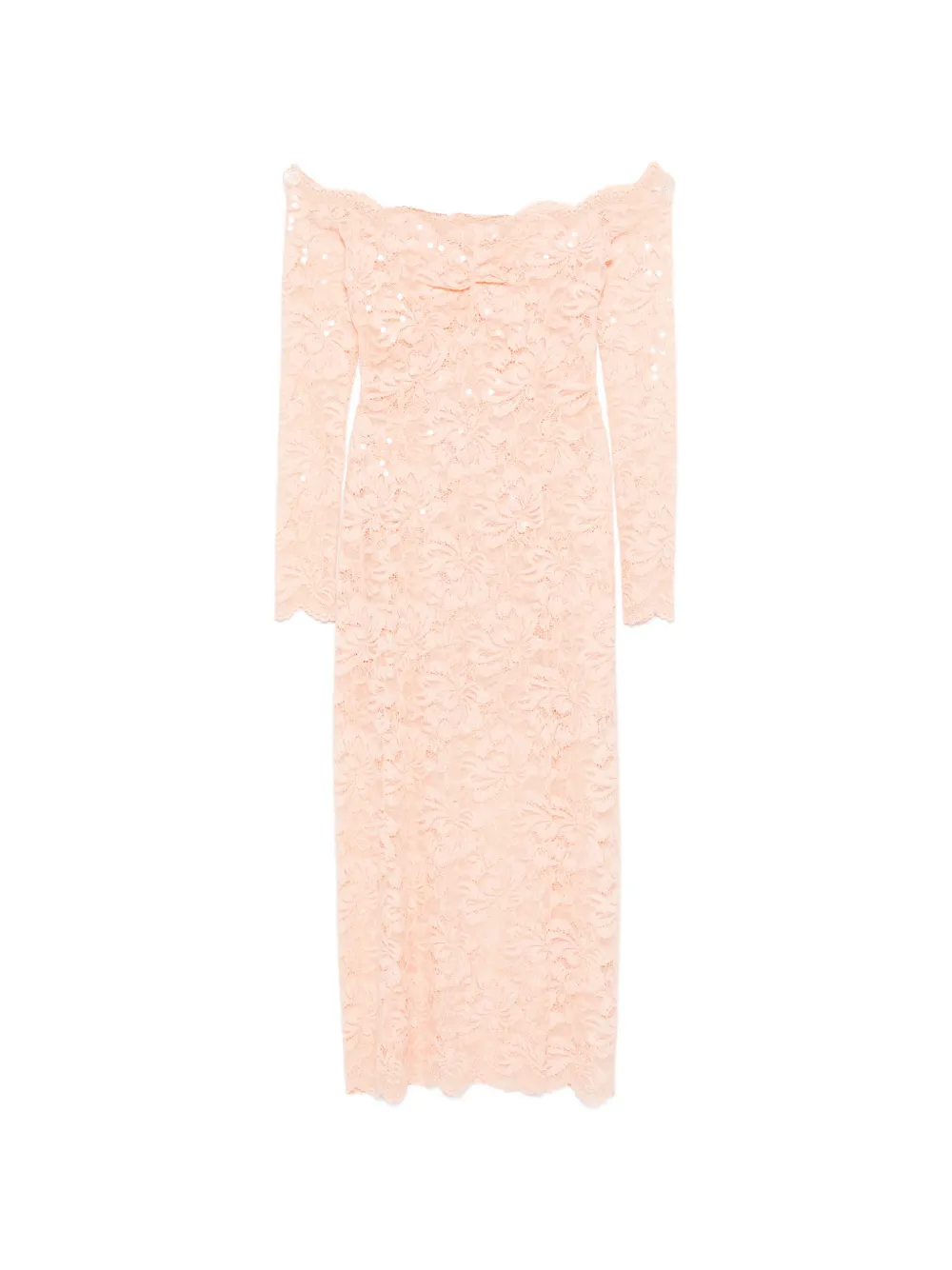 Rabanne floral-lace long-sleeve midi dress - Rosa