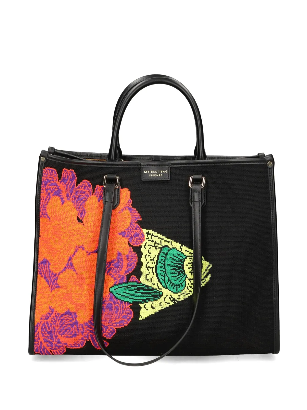 MY BEST BAG Atena Ethology floral fish tote bag - Nero