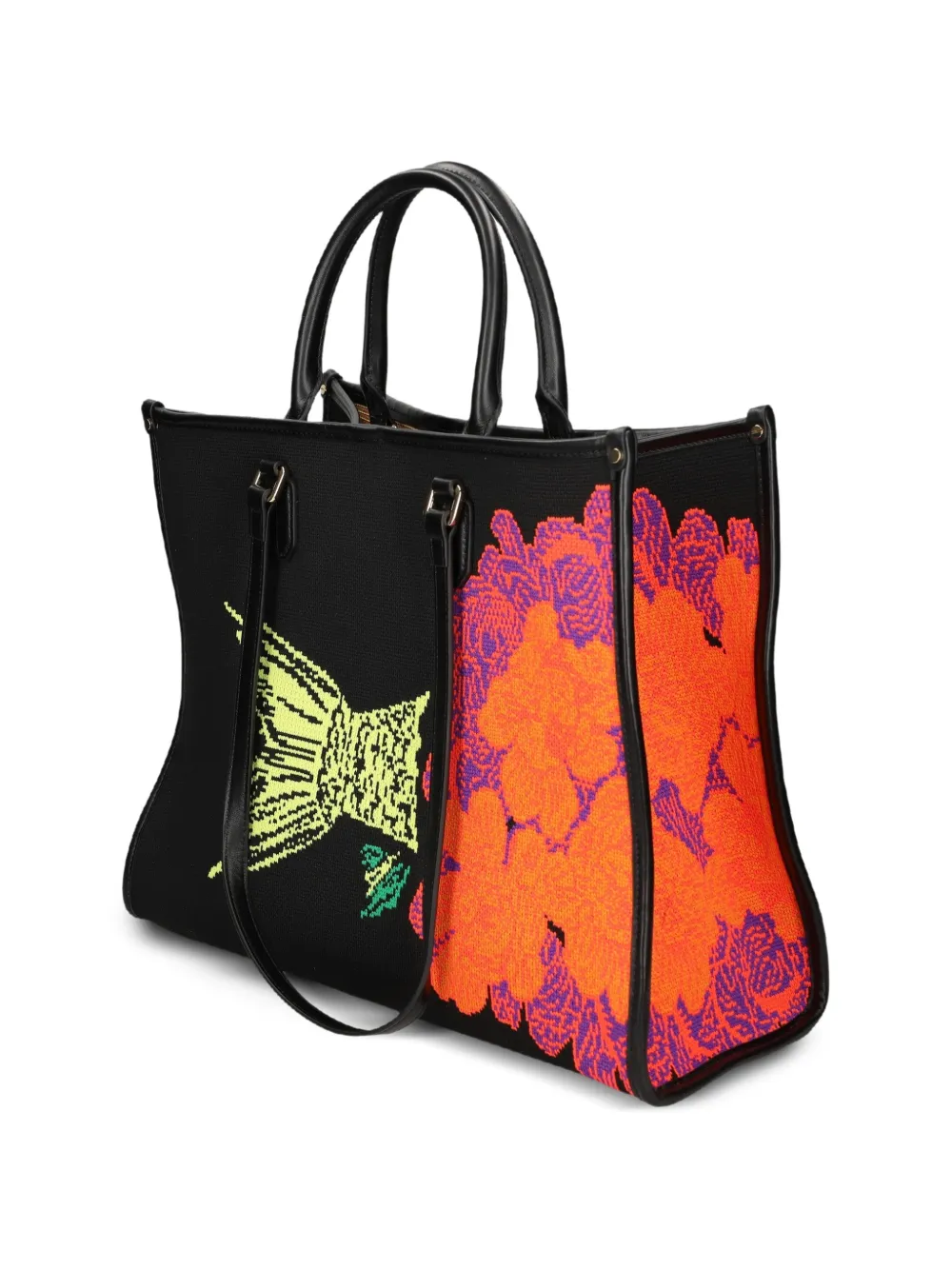 MY BEST BAG Atena Ethology shopper met bloemen en vis Zwart