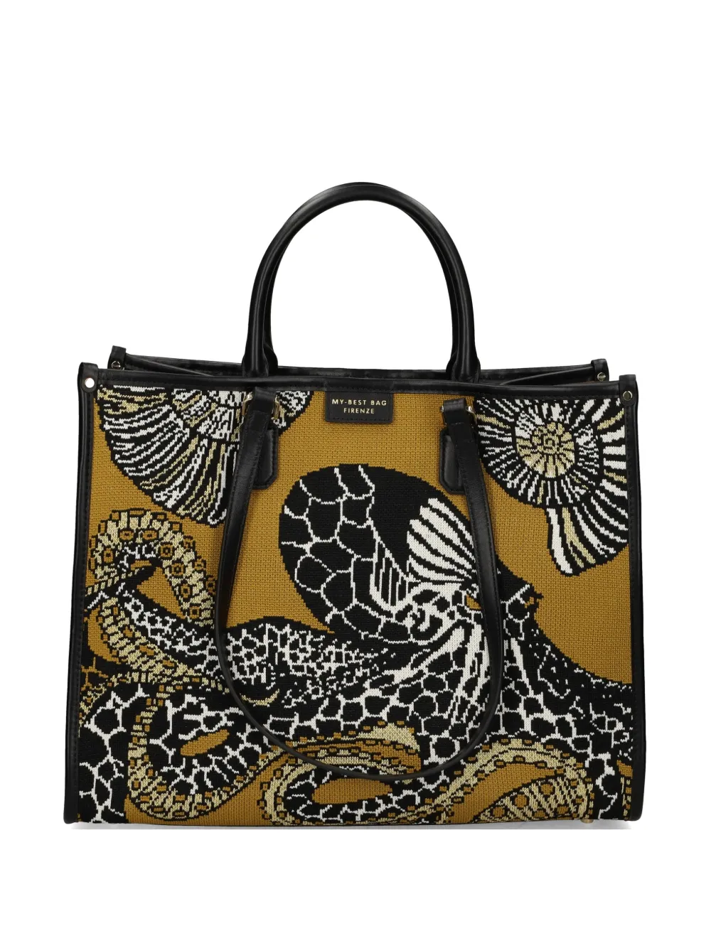 MY BEST BAG big Atena Sea Creatures print tote bag - Nero