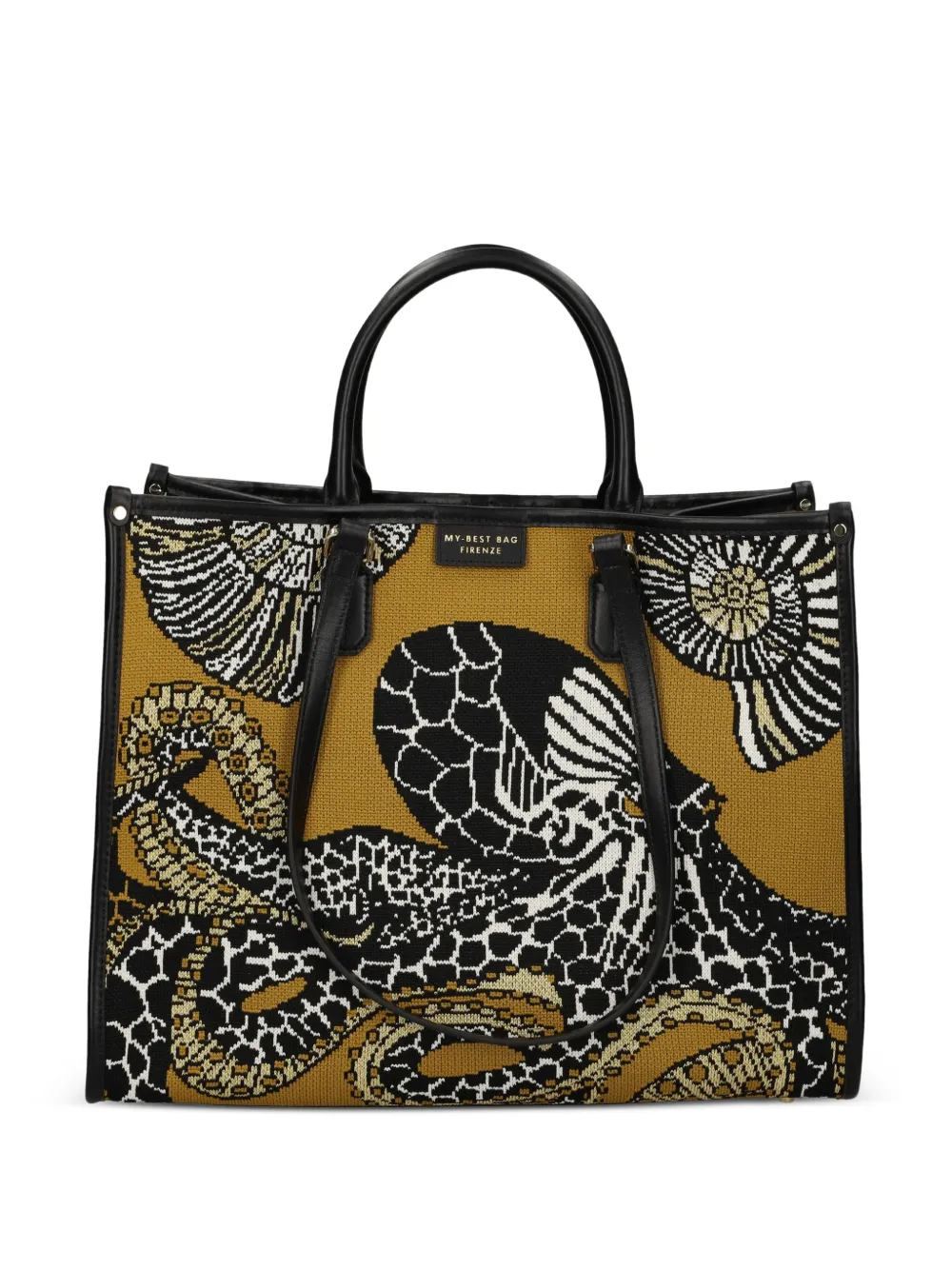 MY BEST BAG big Atena Sea Creatures print tote bag - Nero