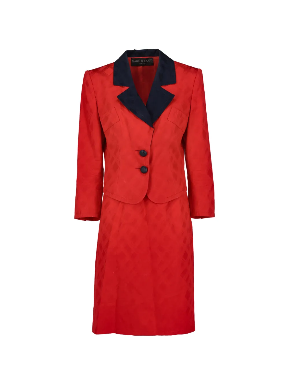 Mario Borsato Vintage 1980s geometric-pattern skirt suit - Rosso