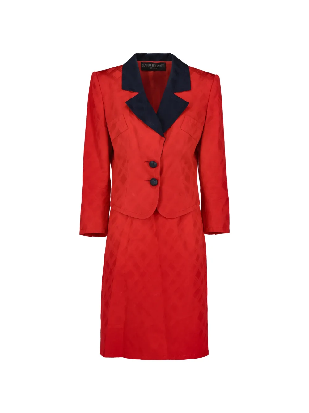 Mario Borsato Vintage 1980s geometric-pattern skirt suit - Rosso