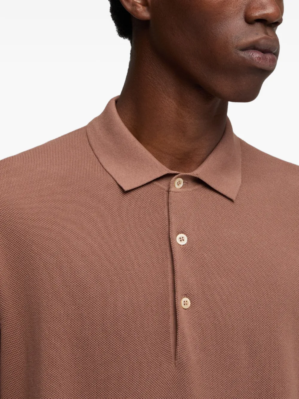 ASPESI Poloshirt met knopen Bruin