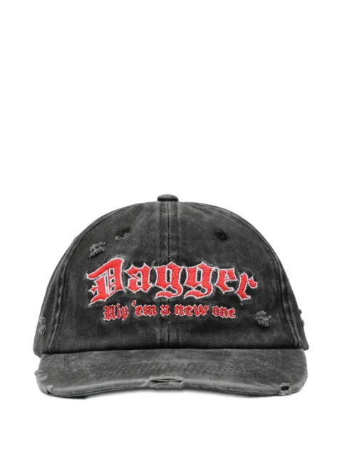 DAGGER distressed-effect embroidered-logo cap