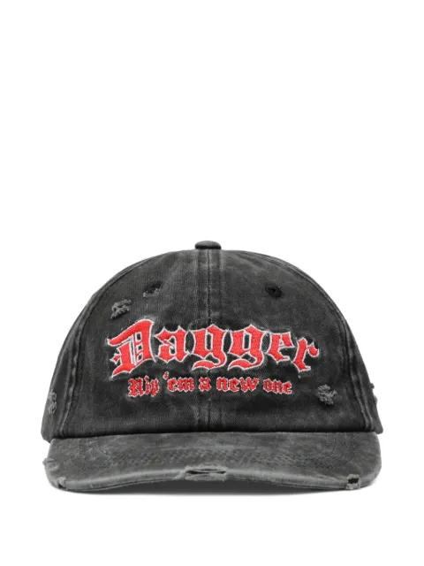 DAGGER distressed-effect embroidered-logo cap