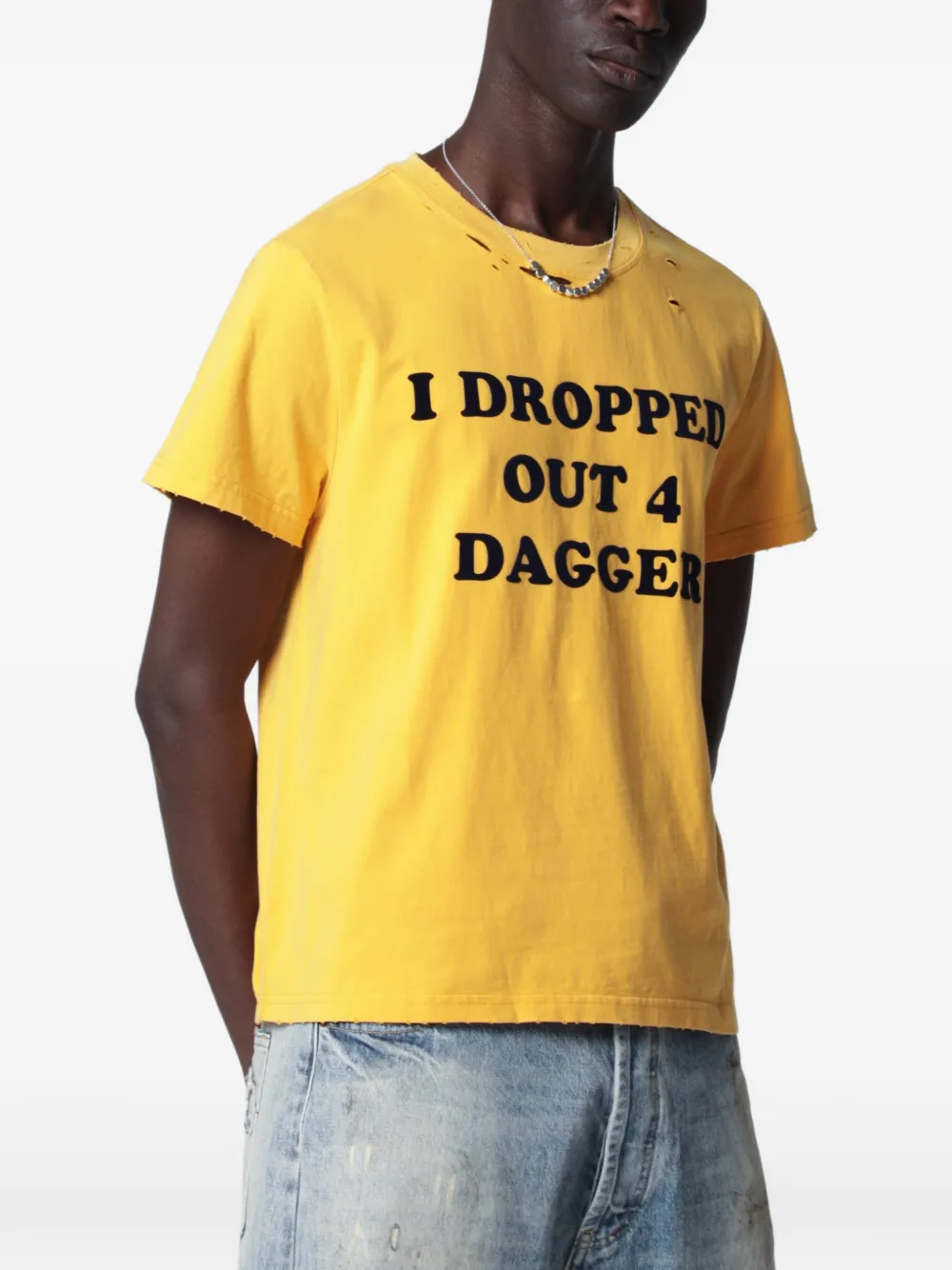 DAGGER Drop Out スローガン Tシャツ | イエロー | Image 1