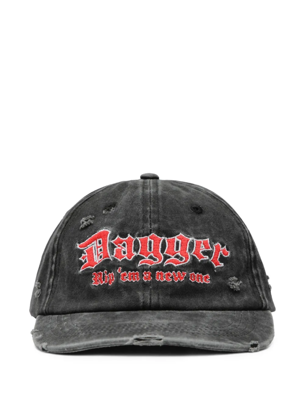 DAGGER 디스트레스드 자수 캡 | 블랙 | Image 1