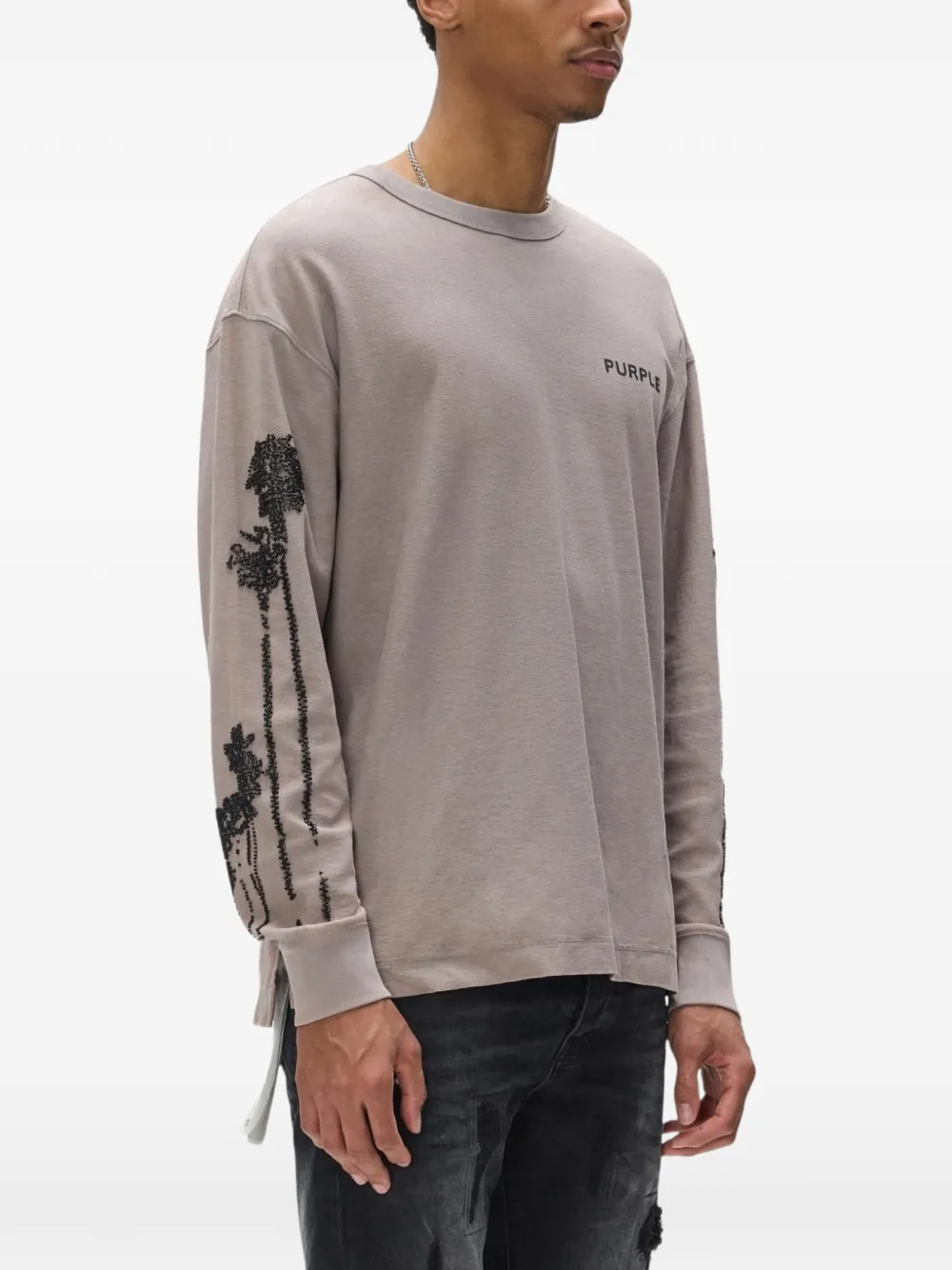 Purple Brand T-shirt met textuur en lange mouwen Beige