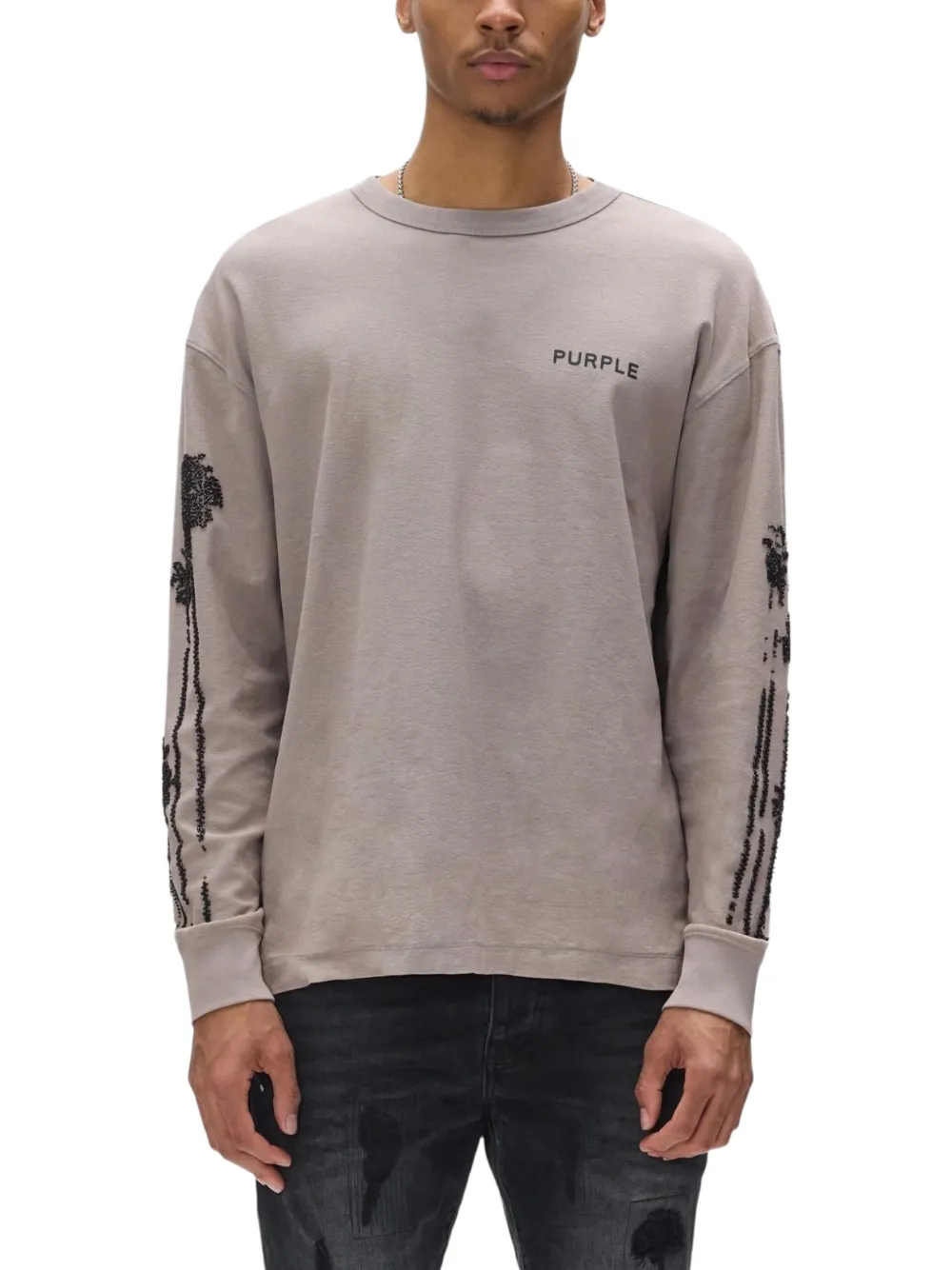 Purple Brand T-shirt met textuur en lange mouwen Beige